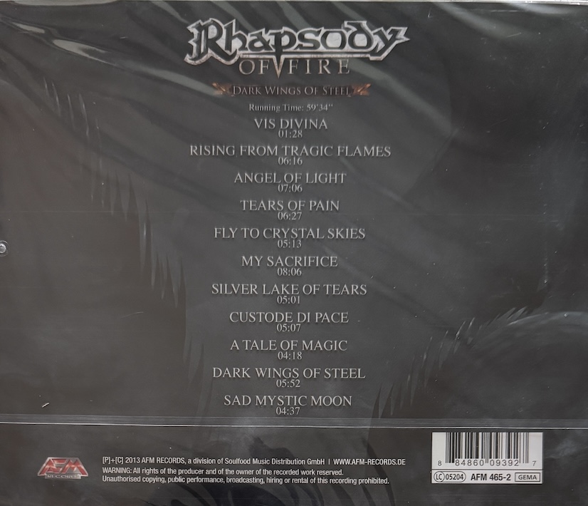 RHAPSODY OF FIRE - Dark wings of steel - Imagen 2